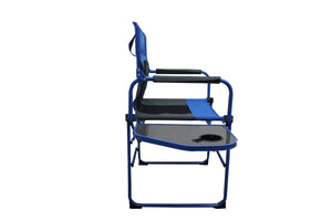 Outdoor Spectator Heavy Duty Compact Folding Camping Director Chair with Side Table and Carry Bag