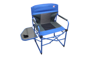 Outdoor Spectator Heavy Duty Compact Folding Camping Director Chair with Side Table and Carry Bag